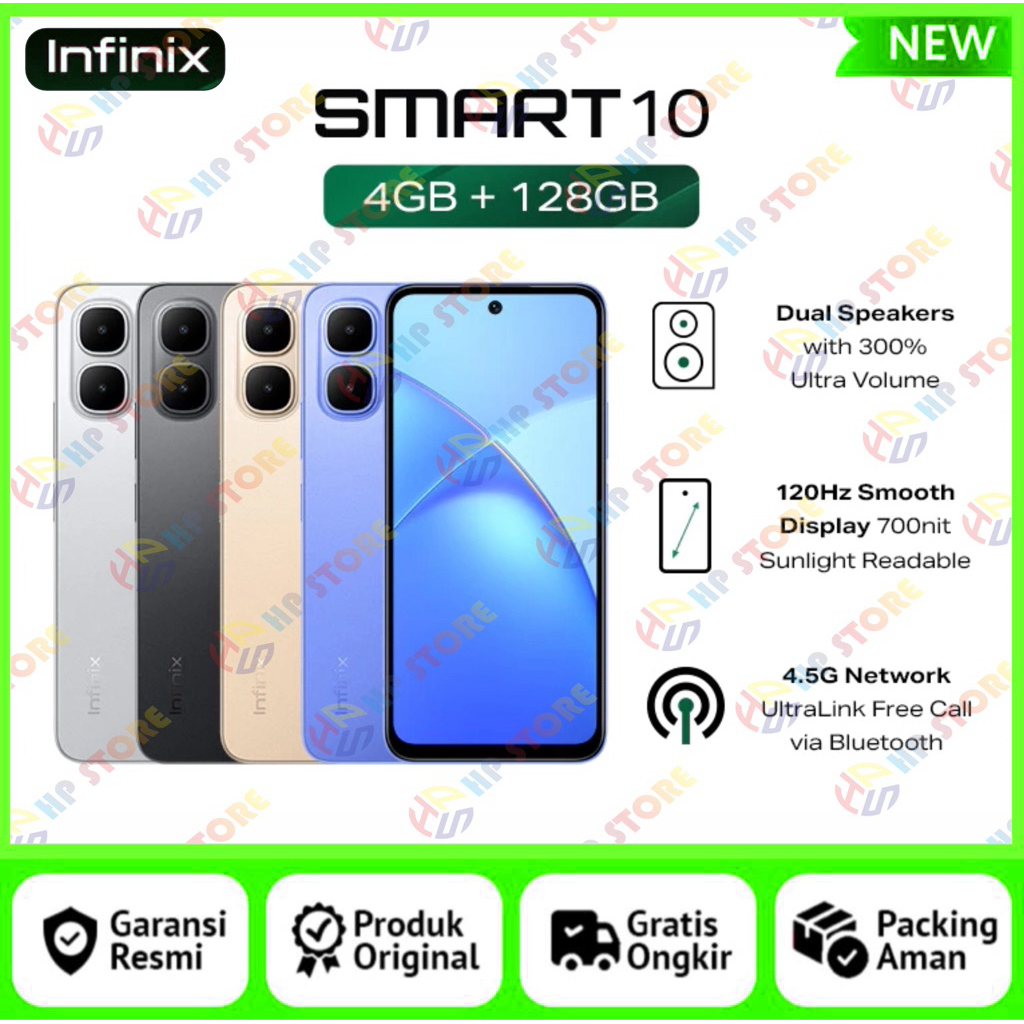 Infinix Smart 10 4/128GB ~ 4/64GB ~3/64GB - Up to 8GB Extended RAM - 6.67 inch 120Hz HD+ - T7250 - 5