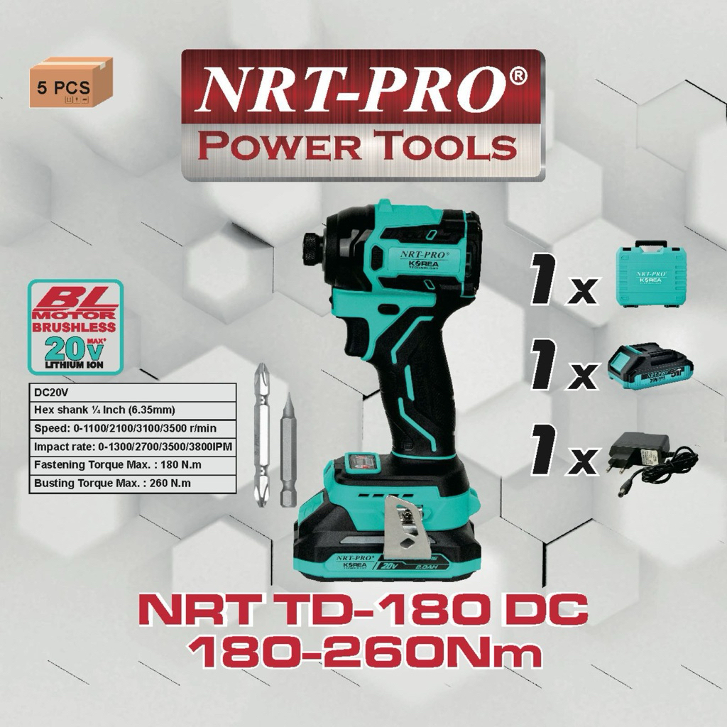 Mesin bor Impact driver mata obeng cordless baterai TD180 NRT pro nrt-pro nrtpro brushless