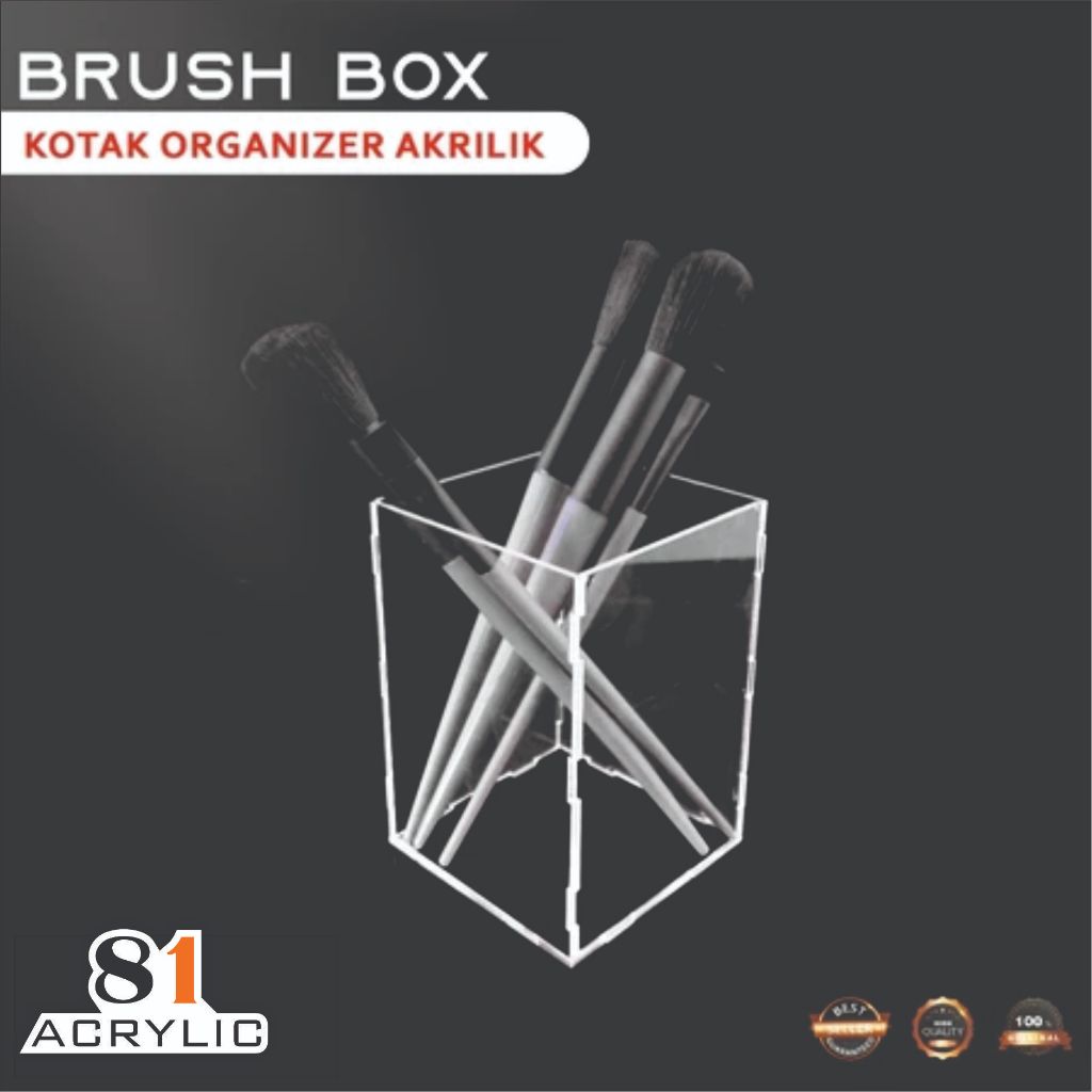81 AKRILIK - KOTAK BRUSH MAKE UP AKRILIK / BRUSH HOLDER / TEMPAT MAKE UP AKRILIK