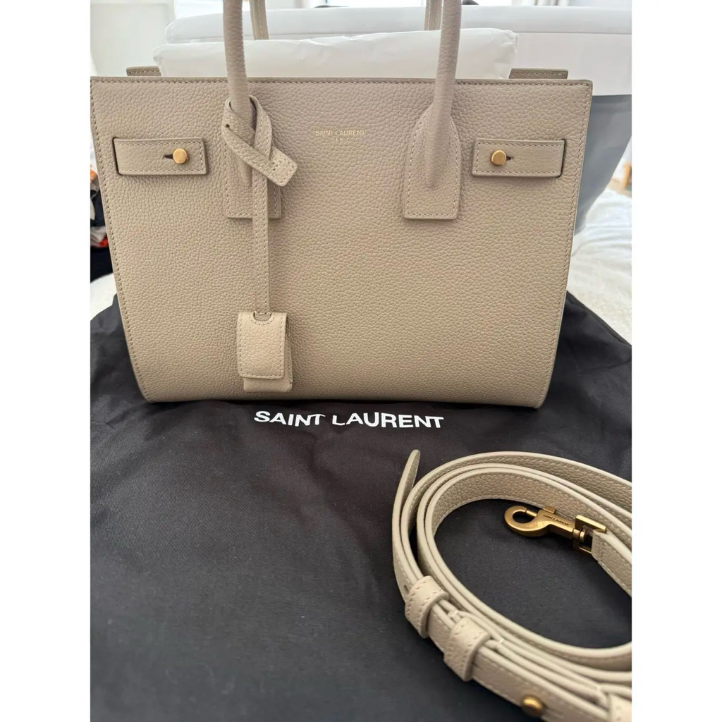 new ysl sac de jour leather tote bag saint laurent beige in leather