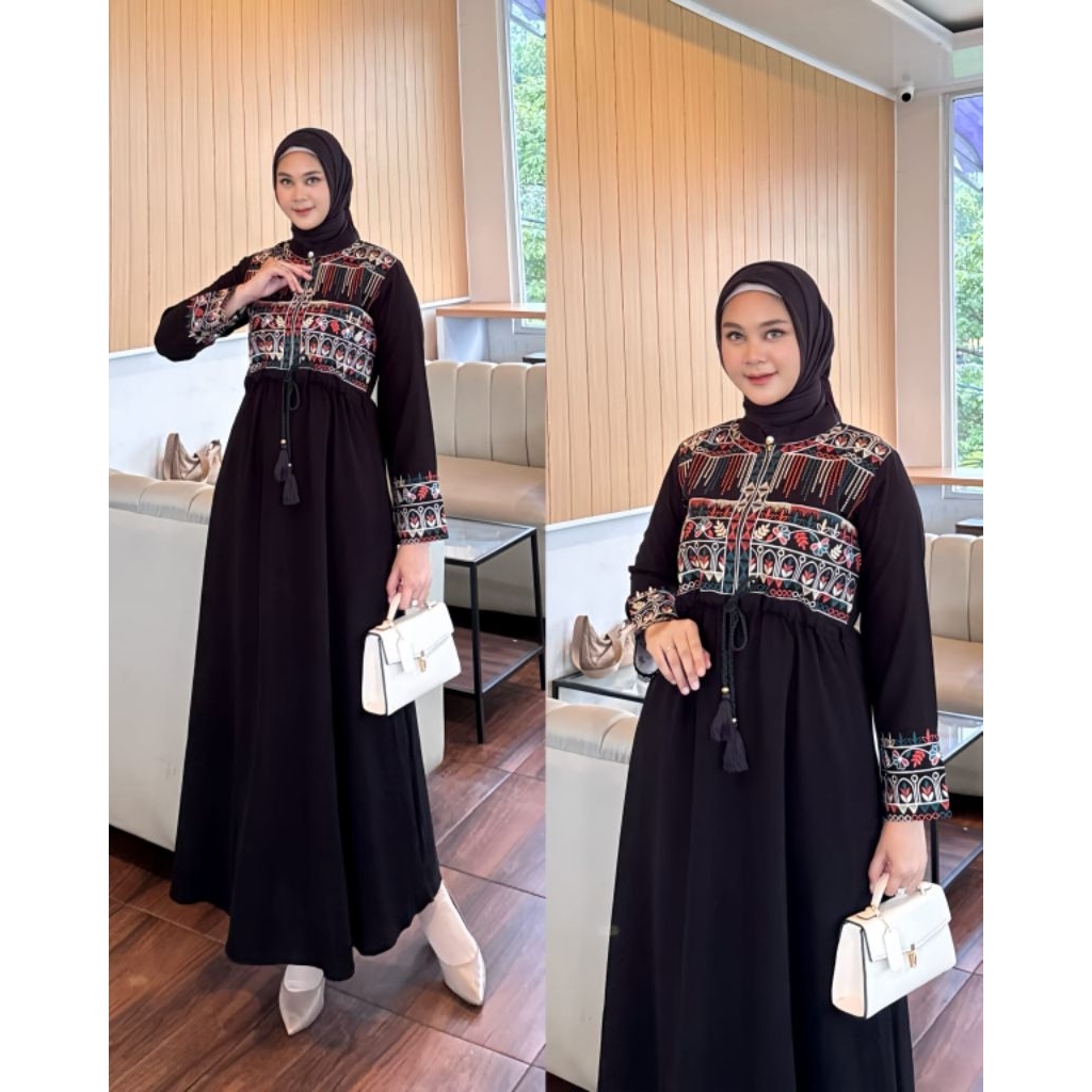 Abaya Jetblack.ori Premiyum Fashion Quality Terbaru Harga Terjangkau Berkualitas / Abaya Jelita Vira