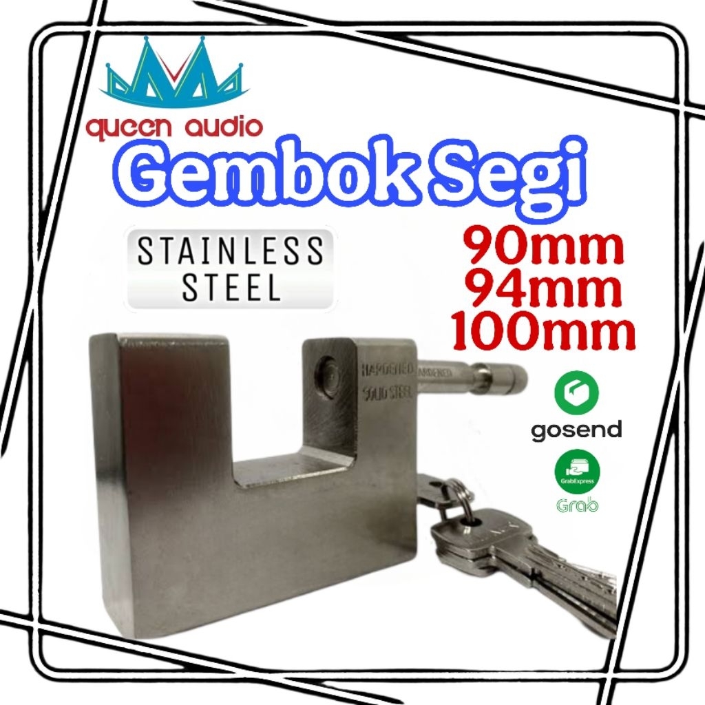 kunci gembok segi panser anti maling kuat premium 100mm stainless ukuran besar jumbo