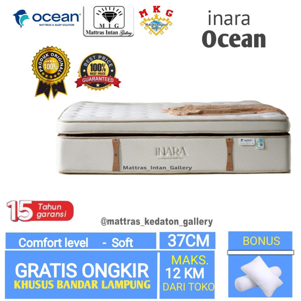 Kasur Ocean Springbed Inara Memotech Latex T37 Cm - kasur spring bed ocean Spring bed size 160 - 180