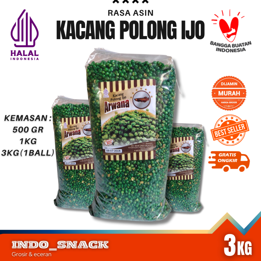 

Kacang Polong Ijo Asin Gurih [TERMURAH] 3kg 1ball