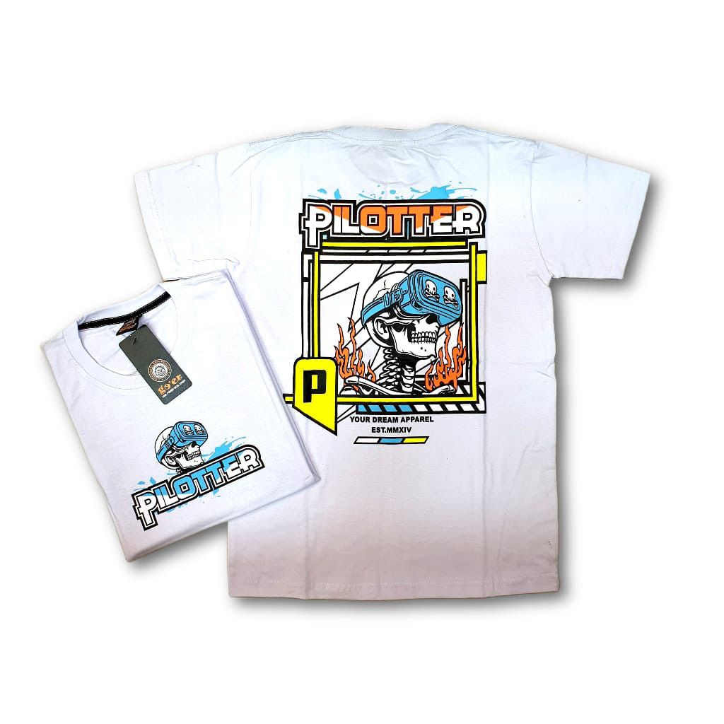 KAOS DISTRO TERBARU MOTIF PILOTER GANK BUKAN OUTFIT BIASA WARNA PUTIH