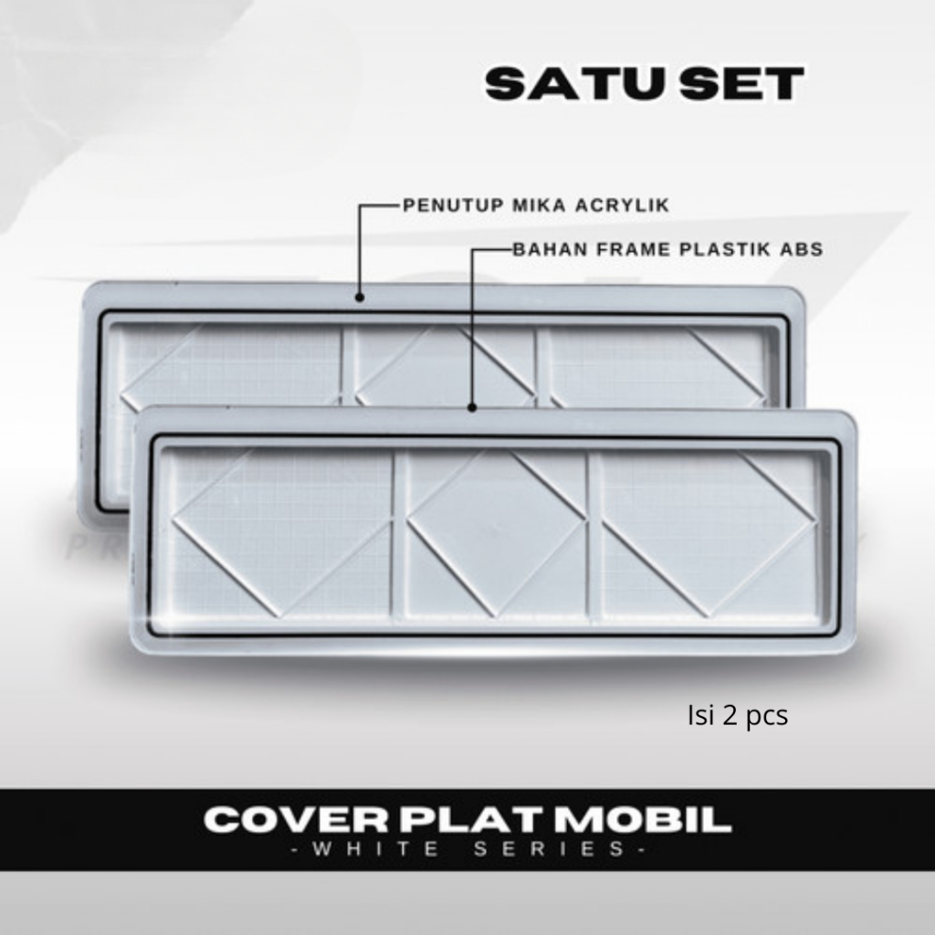 Cover Dudukan Plat Nomor Mobil Acrylik PUTIH Tempat Plat Nomor Putih / Cover Plat Nomor Mobil