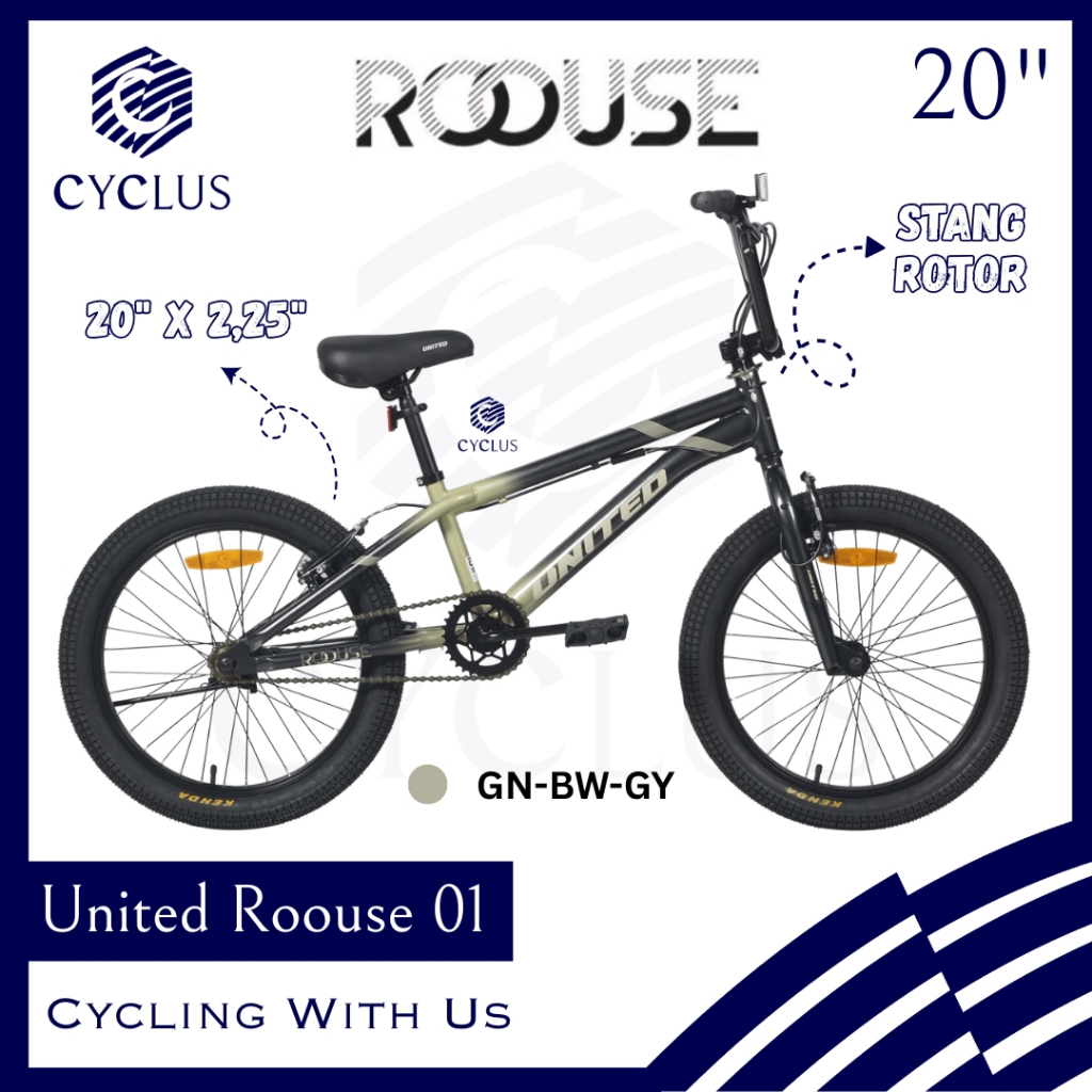 Sepeda BMX United Roouse 01 20 Inch Rouse Rotor Anak Dewasa Murah Original Ban Jumbo