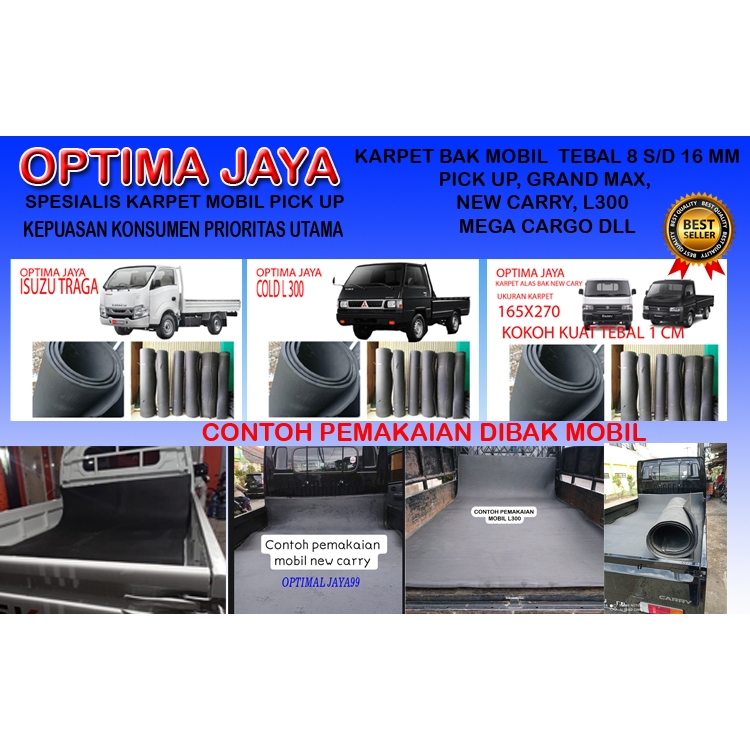 Karpet alas bak mobil Pickup l300, new cary, grand max, Futura Real Pick bahan spon hardnes 50-55 cu