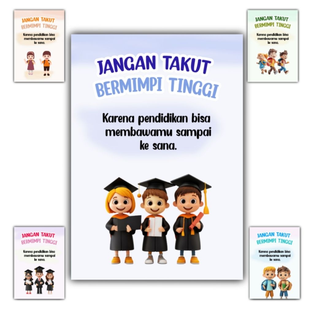 Hiasan dinding Quotes JANGAN TAKUT BERMIMPI TINGGI Size 20x14 cm poster dinding kata kata motivasi g