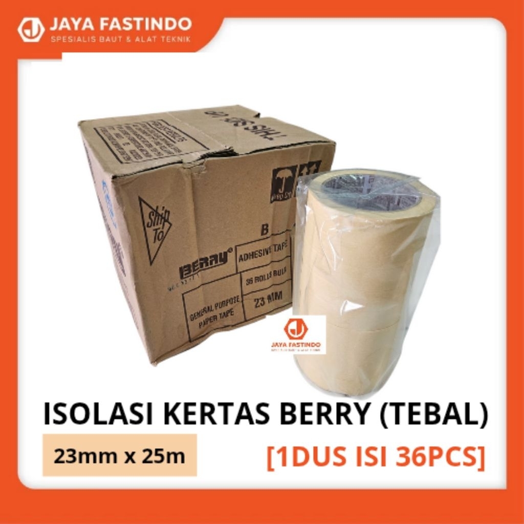 

[1DUS ISI 36PCS] SOLASI KERTAS BERRY 23MM x 25M /MASKING TAPE BERRY BULK 23MM x 25M GROSIR