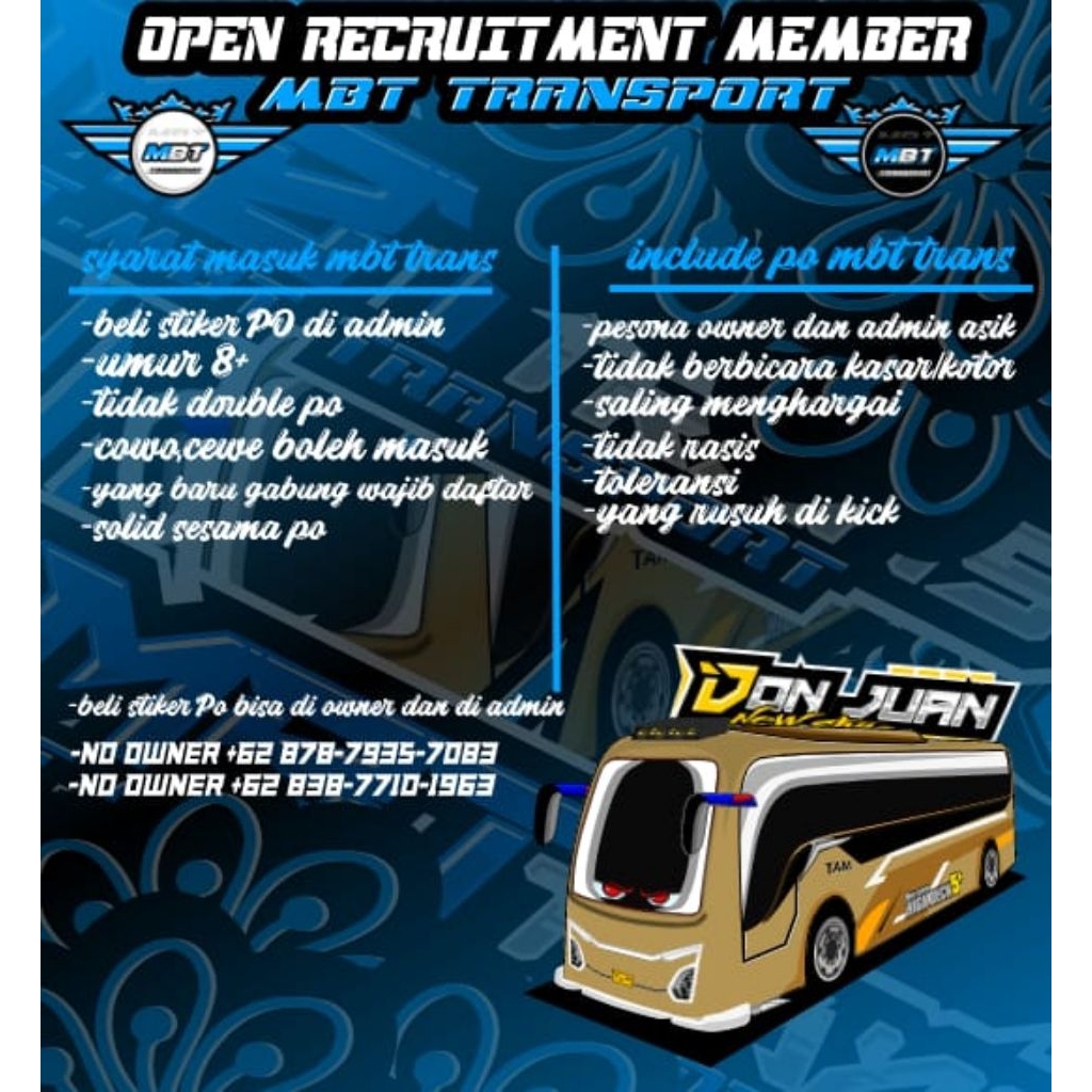 

STIKER PO MINIATUR BUS MBT TRANS