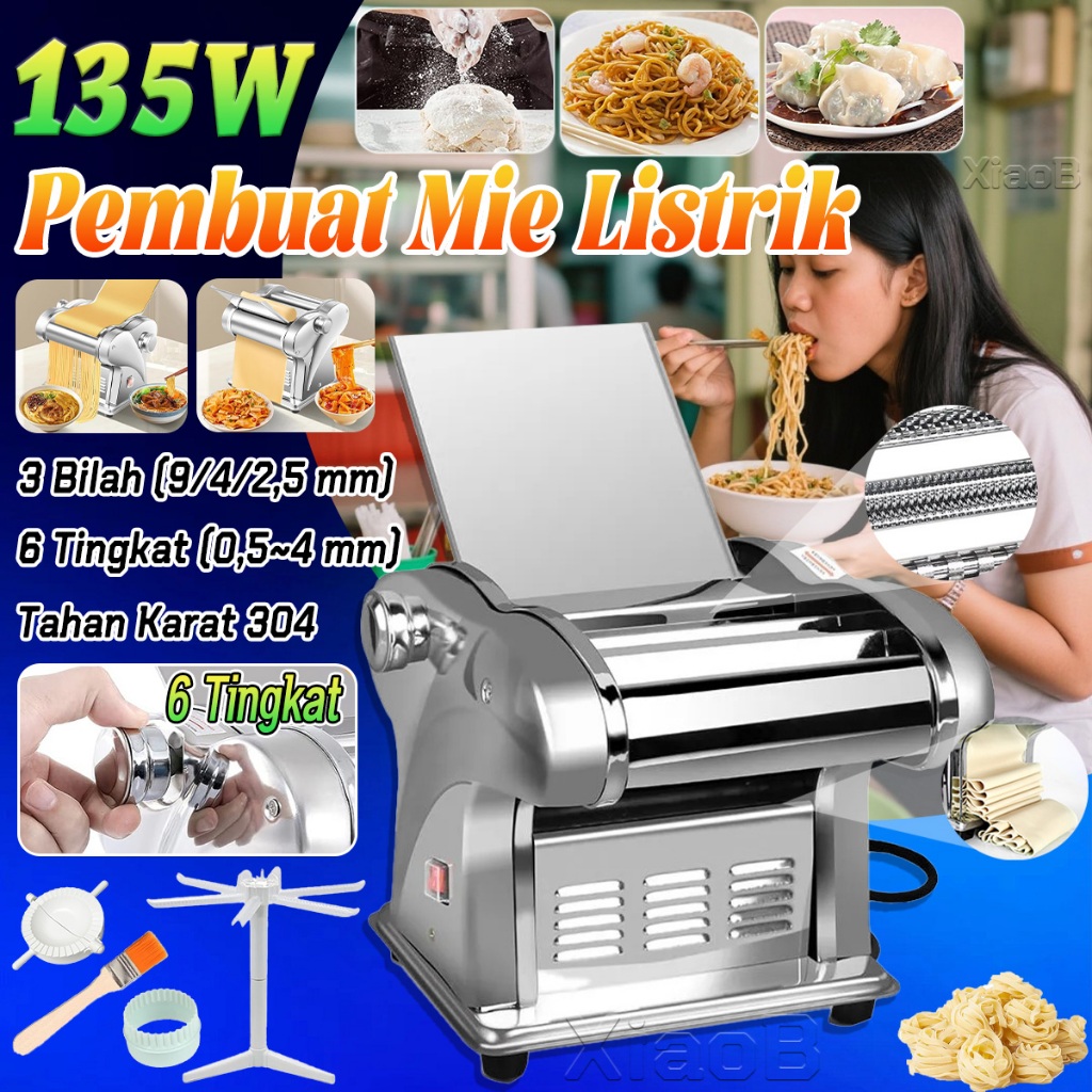 Gilingan Penggiling Mie 9/4/2.5mm Mesin Pembuat Mie Listrik Mesin Pengepres Mie Mesin Giling Mie Ele