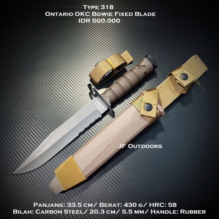 Pisau Outdoor Ontario Knife Company M10 Bowie Fixed Blade With Sheath Professional Spec