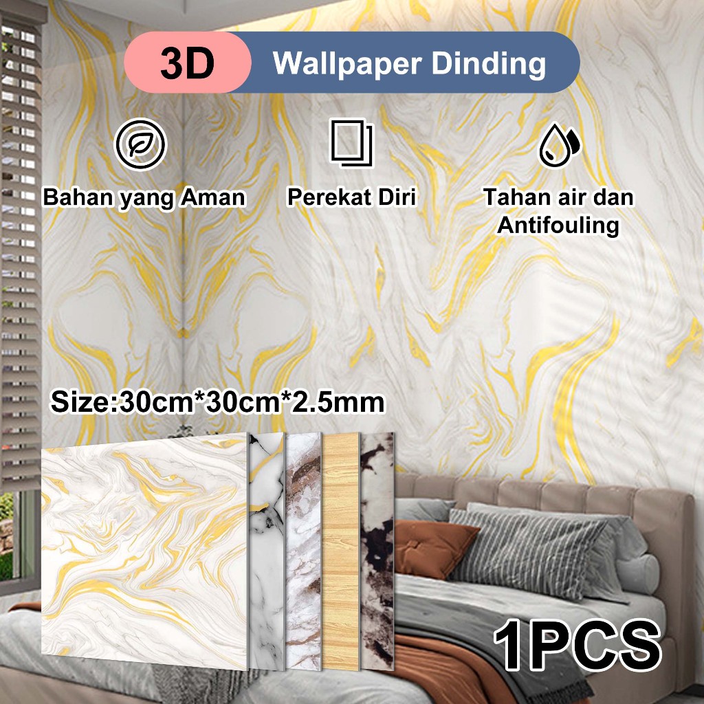 Wallpaper Dinding Vinyl Marble 30x30cm Lantai Keramik Marbel Granit Stiker Cabinet Lemari Dekorasi