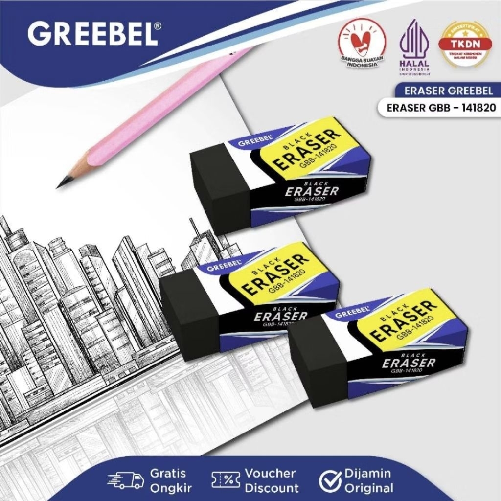 

Greebel Penghapus hitam besar / Eraser GBB-141820L (1 pcs)