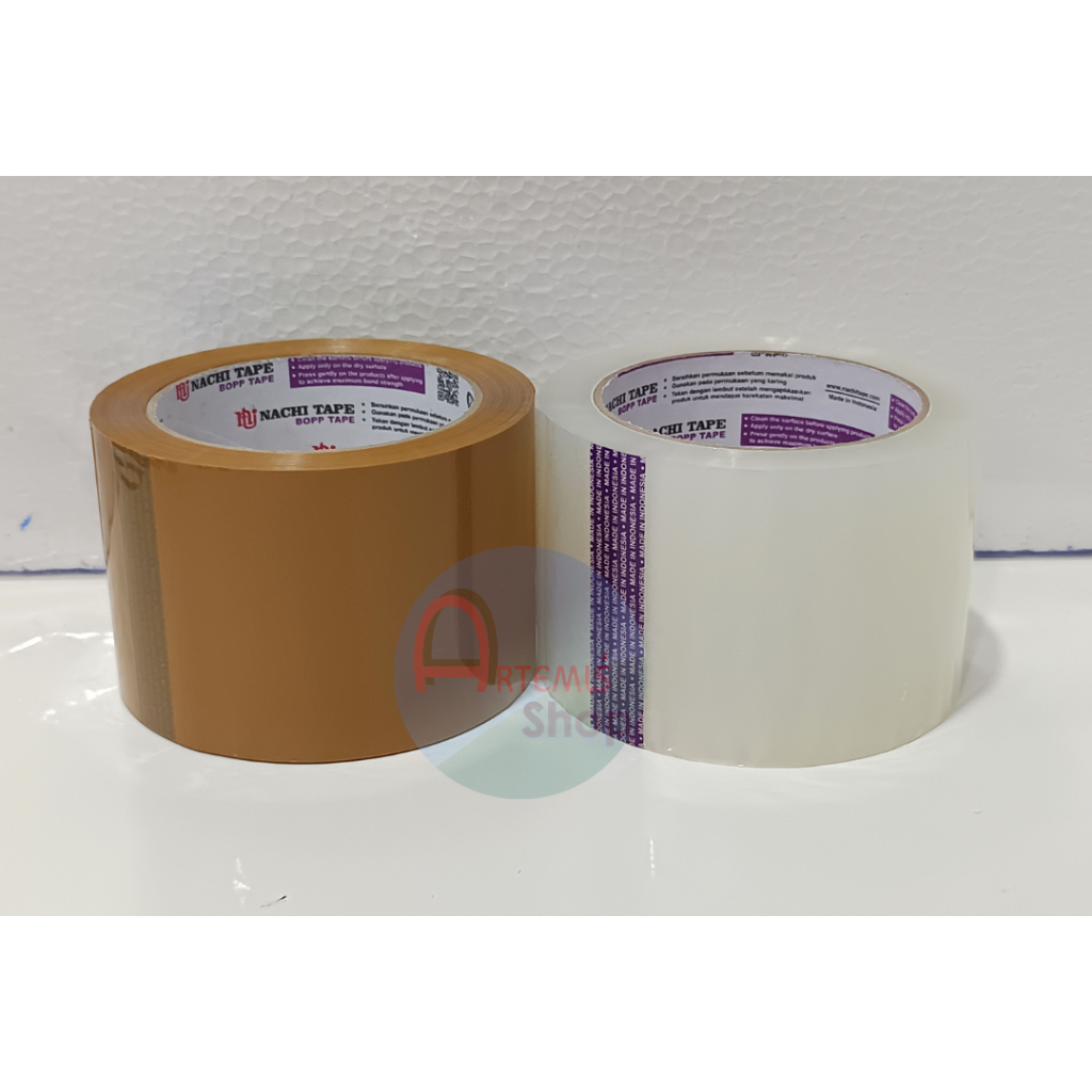 

Lakban OPP Tebal NACHI 3 inch x 90 yard 72 mm Violet Transparan / Coklat Tan BOPP