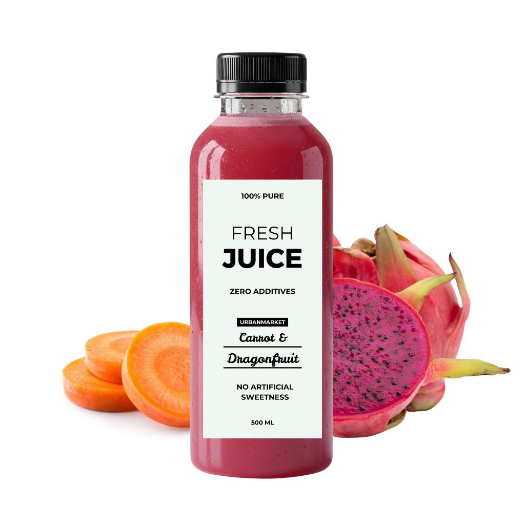 

Jus Buah Naga Wortel Cold Pressed Segar 500 ml – 100% Buah Asli, Murni Tanpa Gula Tambahan