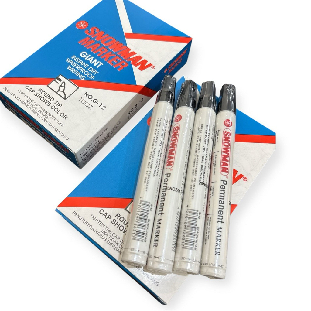 

Spidol Snowman Permanent 1 Lusin isi 12pcs HITAM