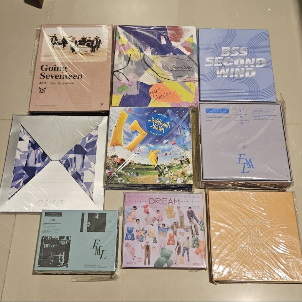 SEVENTEEN ALBUM GOING SEVENTEEN, YOUR CHOICE, BSS SECOND WIND, 17 CARAT, SEVENTEENTH HEAVEN CARAT VE