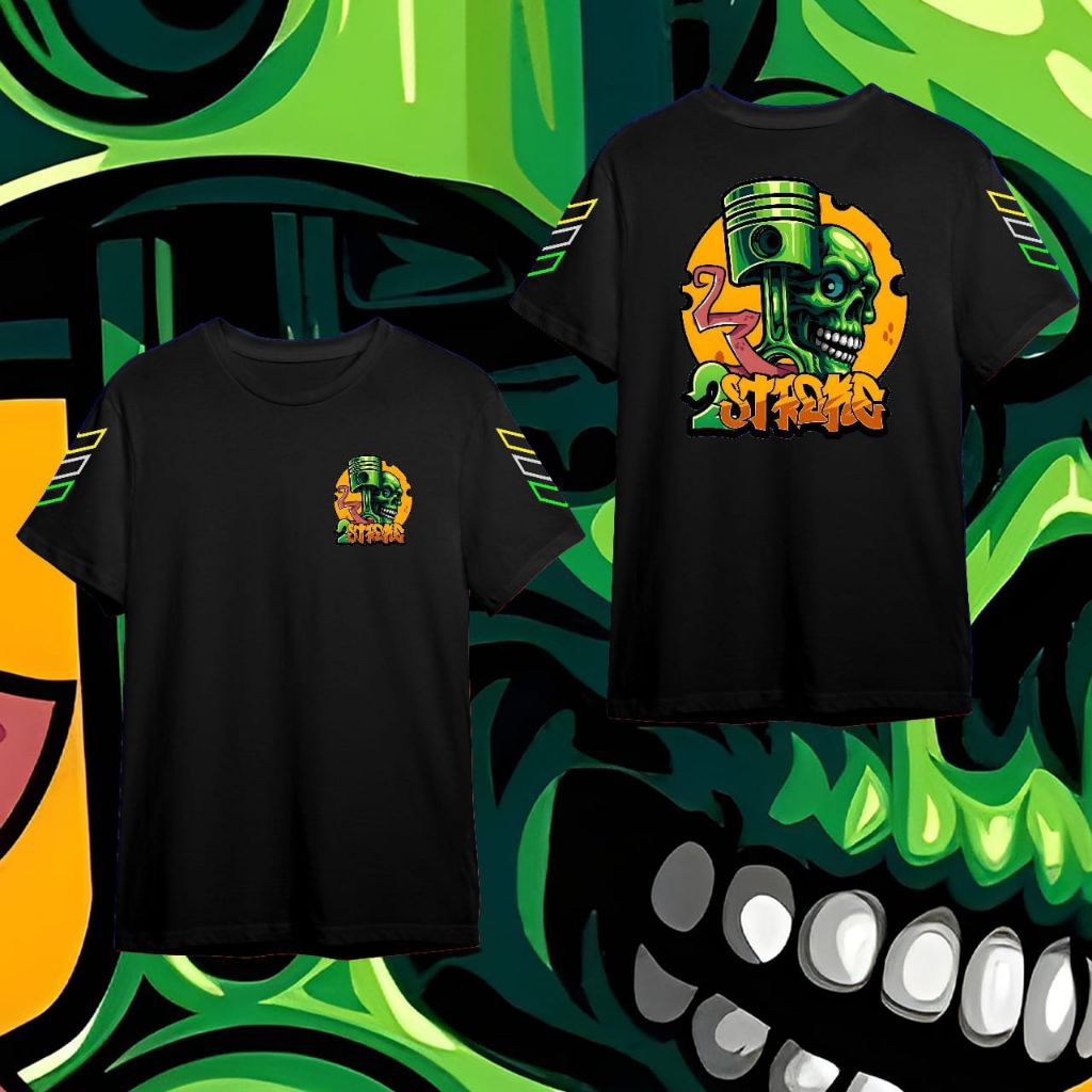 Kaos 2Stroke Tengkorak - Baju Motor 2 Tak // Kaos Distro Pria Combed