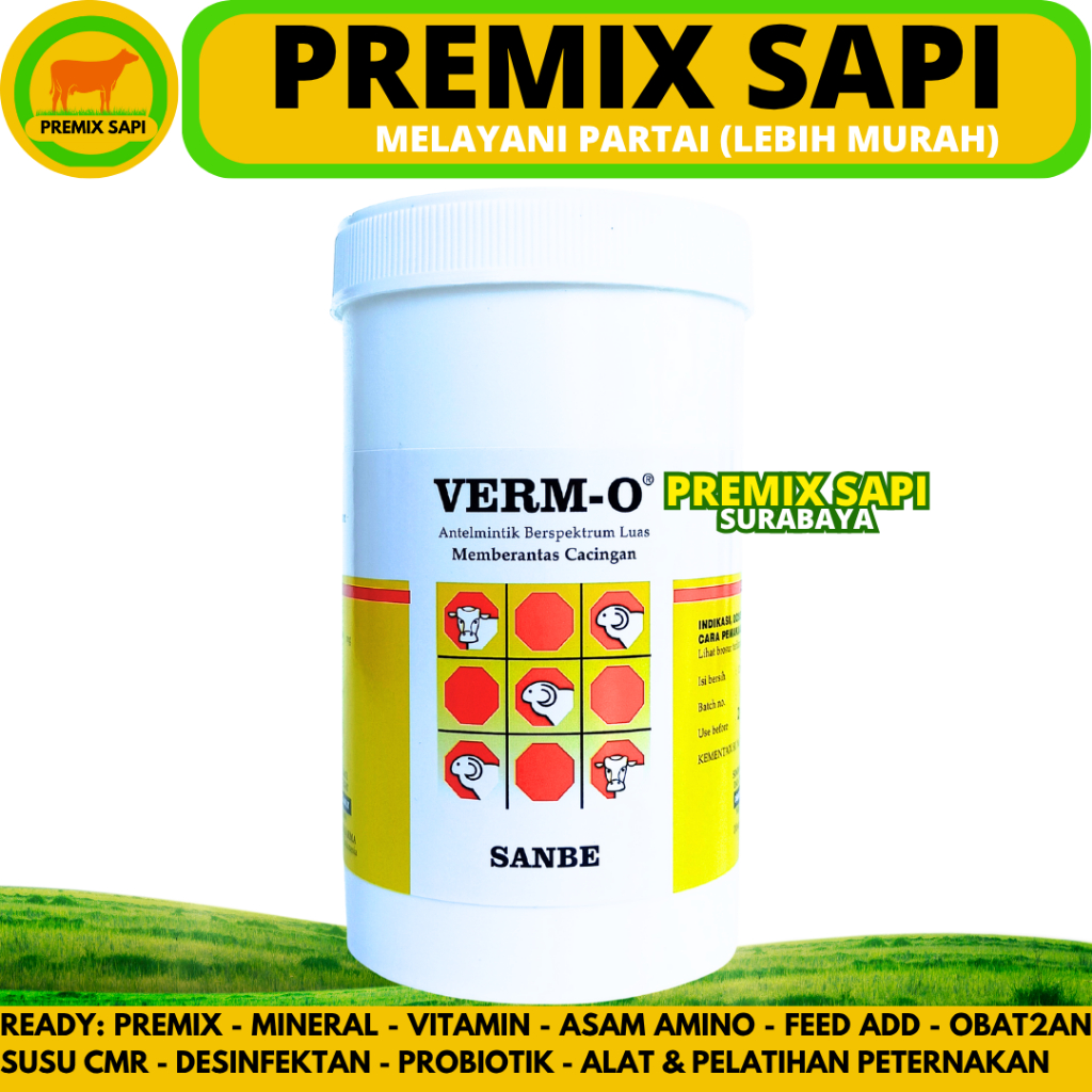 VERM O 12 BOLUS (1 TOPLES KECIL) SANBE - Obat Cacing Ampuh untuk Sapi Kerbau Kuda Spektrum Luas