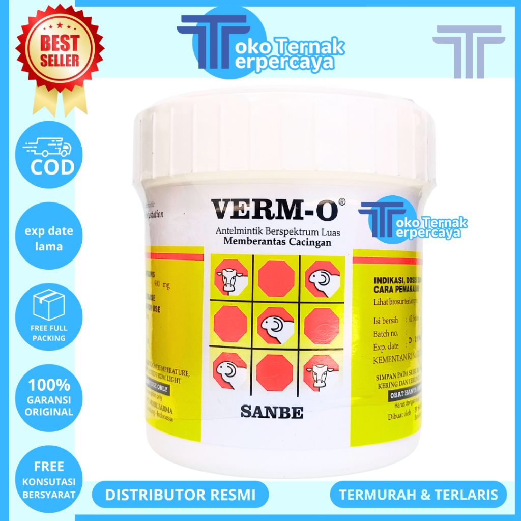 VERM O BOLUS 42 BOLUS (1 TOPLES) - Obat Cacing Sapi Kuda Paling Ampuh Spektrum Luas SANBE