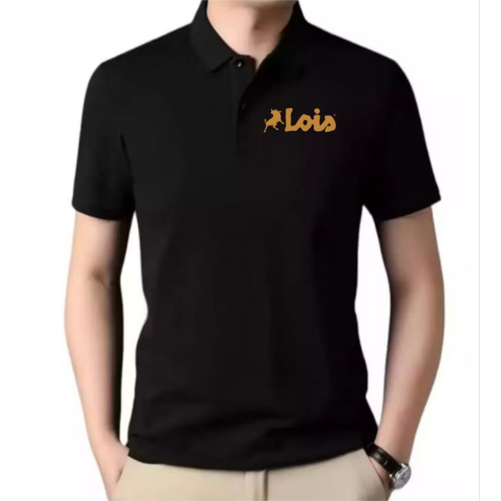 Baju Lois Kerah Lengan Pendek Logo Simple/Baju Atasan Pria Lois