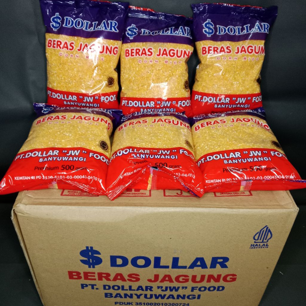 

beras jagung dollar kemasan 500 gram - beras jagung dollar premium - beras jagung dollar pulen