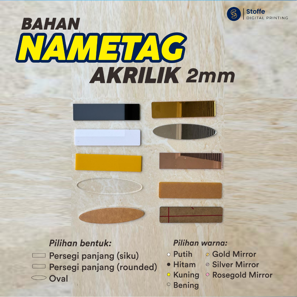 

Bahan Nametag Akrilik / Bahan Papan Nama Dada / Bahan Nametag Akrilik 2mm