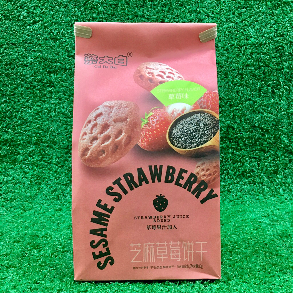 

Cai Da Bai Sesame Strawberry Biscuits Biskuit Wijen Stroberi 80gr Impor China