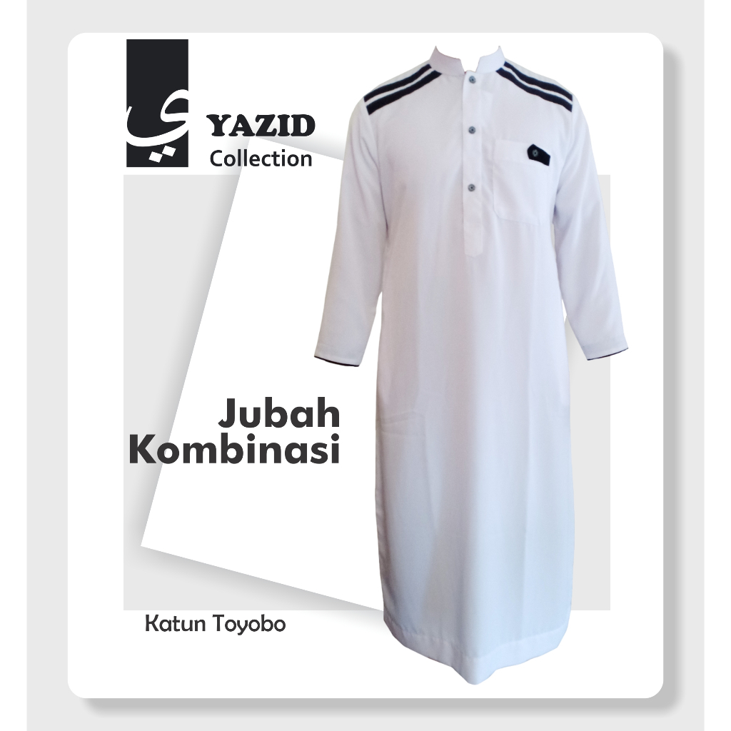 Jubah Pria Jogja Varian Kombinasi List Bahan toyobo lengan panjang
