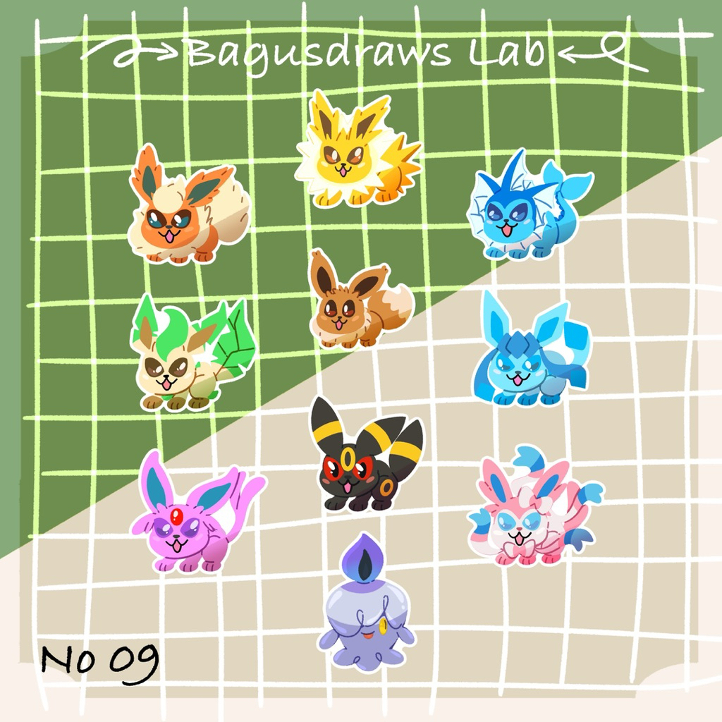 

Sticker Pokemon Pack No 9 Die cut Eeveelution
