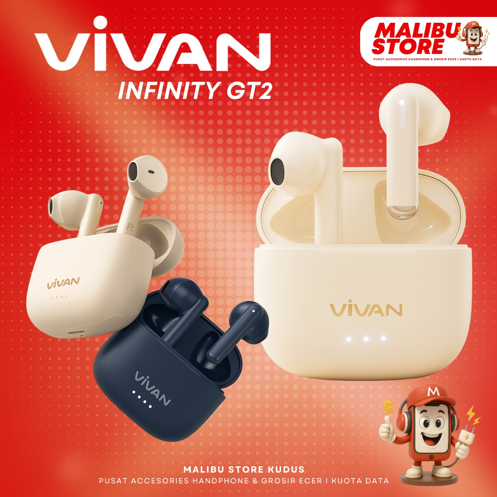 TWS VIVAN Infinity GT2 – Bluetooth 5.3 | 40 Jam | Bass Ngebass & Anti Delay