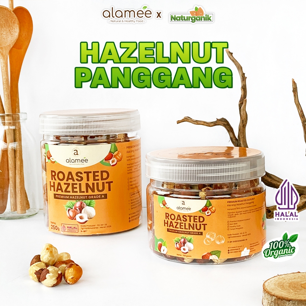 

ALAMEE Kacang Hazelnut Panggang Hazelnut Roasted Cemilan Sehat Rendah Kalori 250gr Naturganik