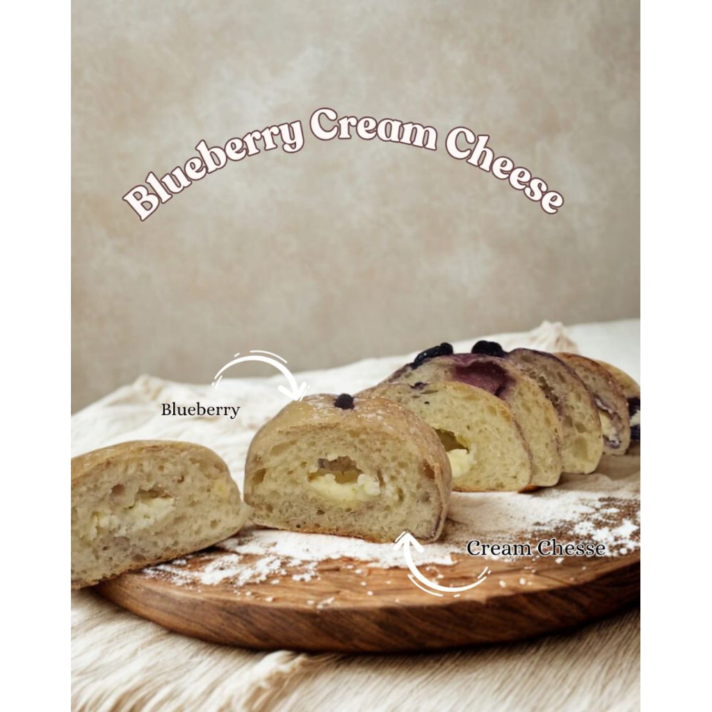 

Blueberry Cream Cheese -soft bread sourdough 100% ragi alami