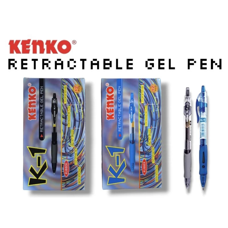 

Kenko Gel Pen K-1 0.5mm Retractable / Ballpoint Bolpen Pulpen Gel Kenko K1 0.5mm