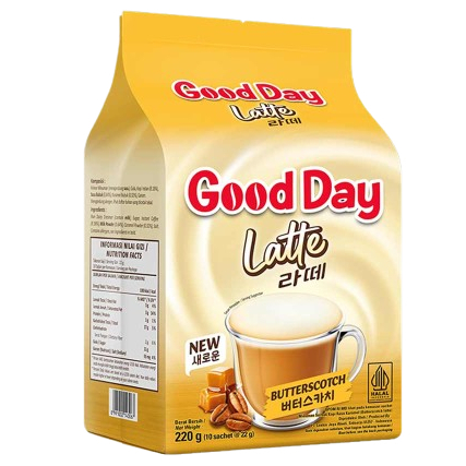 

Good Day Latte Butterscotch 220 Gr / Kopi Rasa Karamel Isi 10 Sachet x 22 Gr