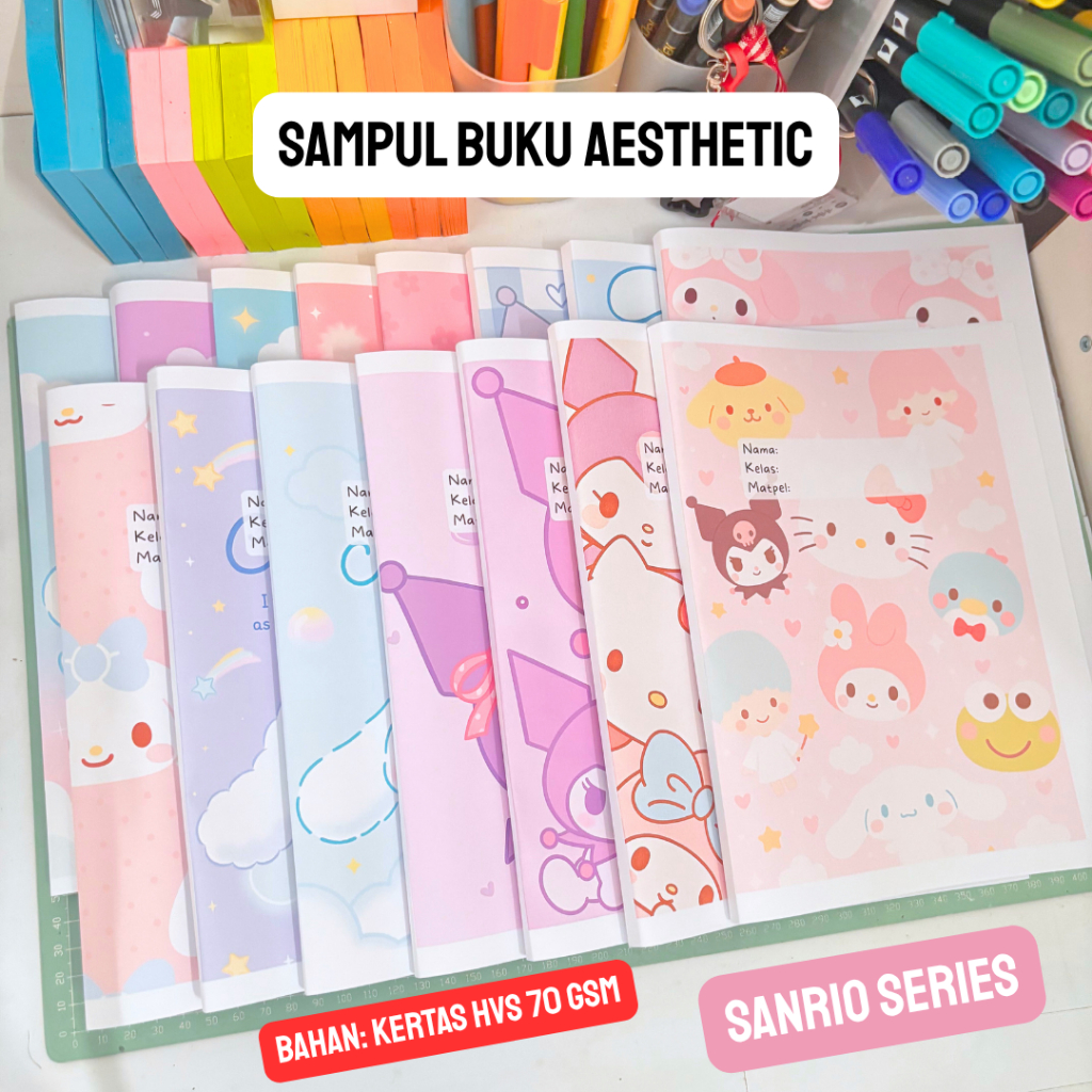 

[15 LEMBAR] Sampul Buku Aesthetic | Sanrio Series | Sampul Buku Anak | Cute