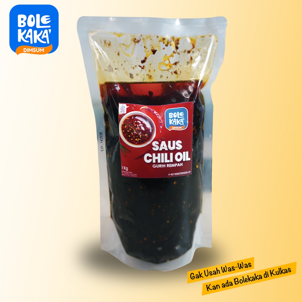 

Chili Oil Pouch 1000 gr Bolekaka Dimsum/ Chili Oil Halal