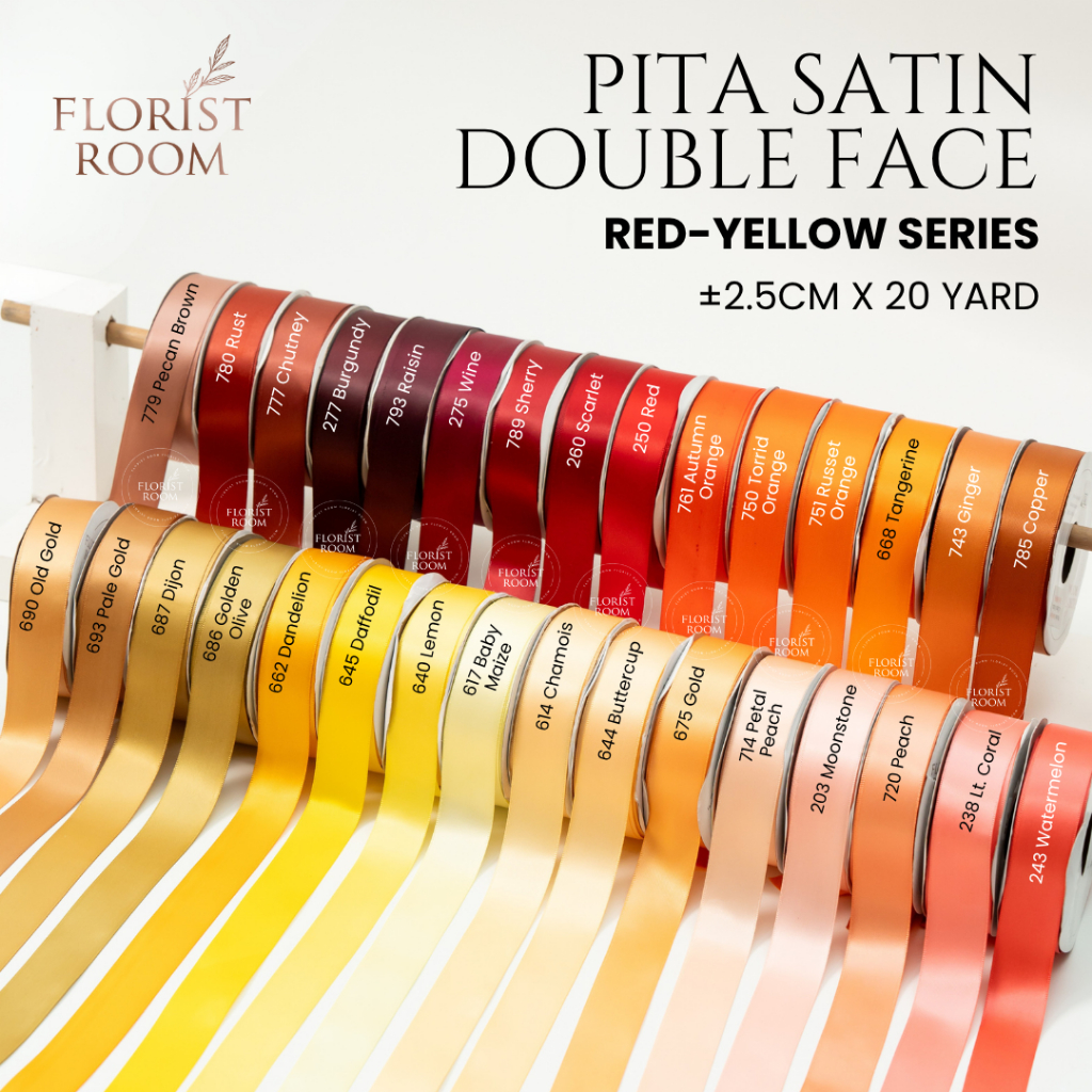

Pita Satin Double Face ±2.5cm x 20yard Red Series