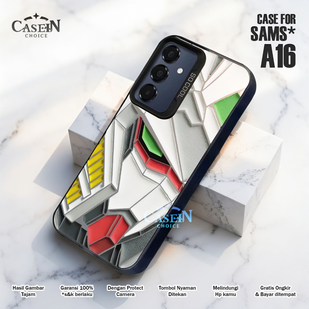 Case Samsung A16 Casing SAMSUNG Premium Matte Hard Casing - Case IMD - Case Hologram Motif GUNDAM MA