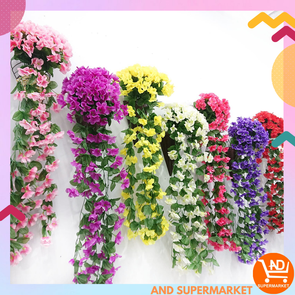 Bunga Juntai Hias Plastik Tanpa Pot Dekorasi Dinding Rumah Bunga Cantik Artificial Flowers PBP94