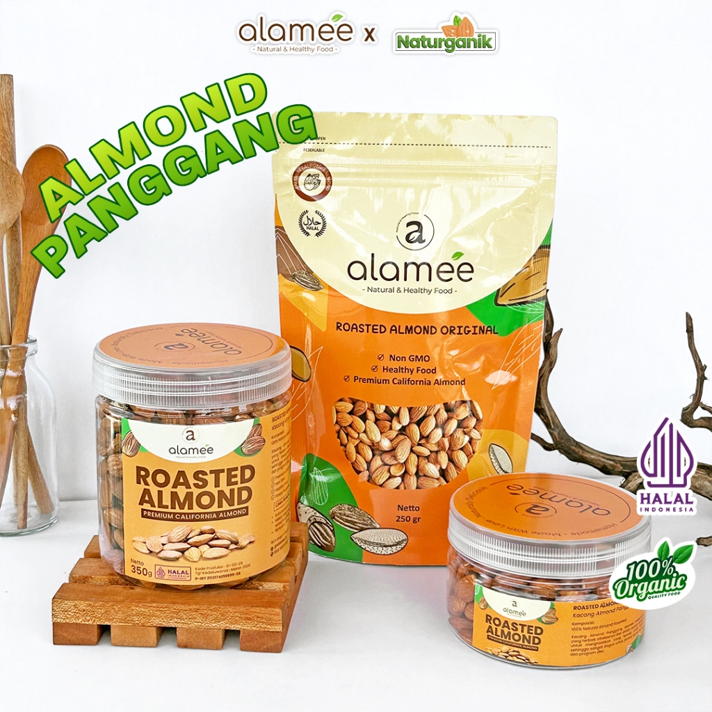 

ALAMEE Kacang Almond Panggang Roasted Almon Organik Premium Grade A Natural Naturganik