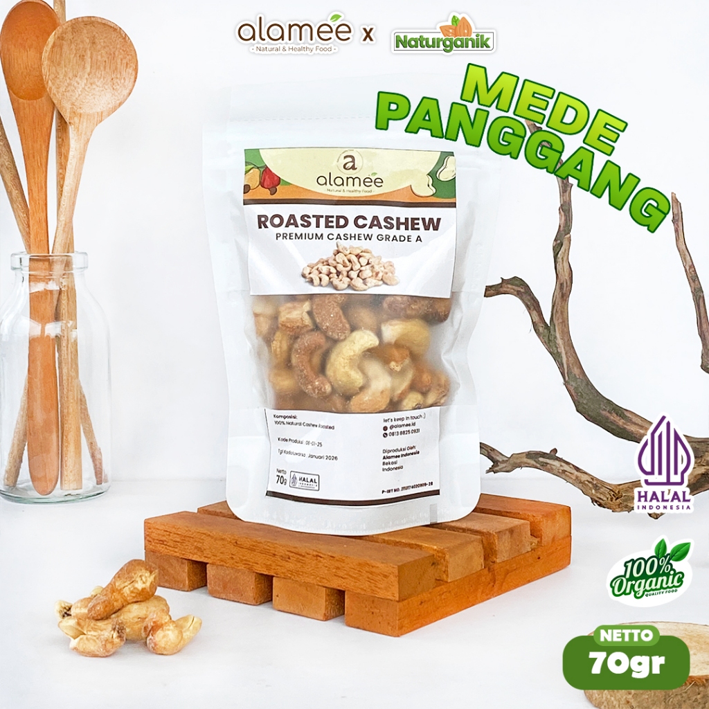 

ALAMEE Kacang Mede Panggang Premium Grade A Oven Matang 70g Naturganik