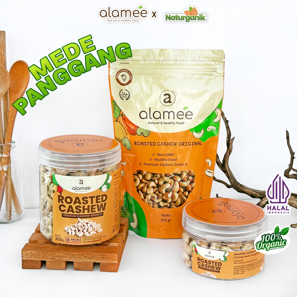 

ALAMEE Kacang Mede Panggang Mete Mente Roasted Cashew Organik Oven Matang Naturganik