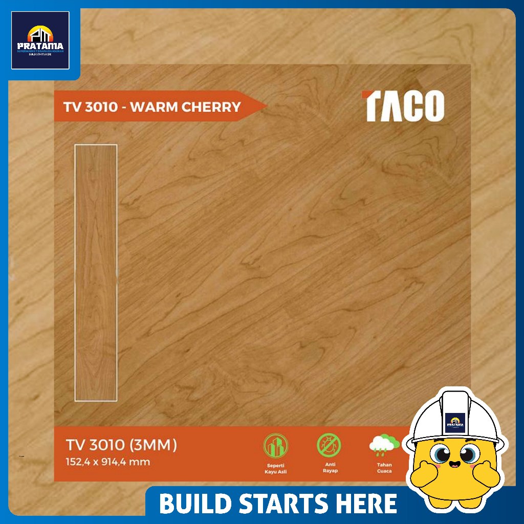 Taco Vinyl TV-3010 – Warm Cherry | Lantai Vinyl Motif Kayu Elegan