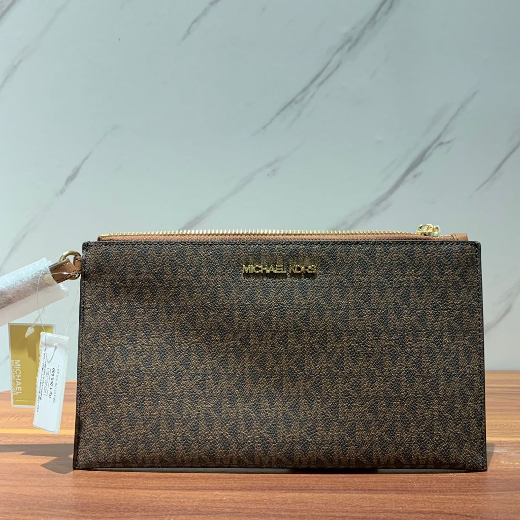 Dompet Michael Kors Jetset Travel Tz Wrislet Large Brown New