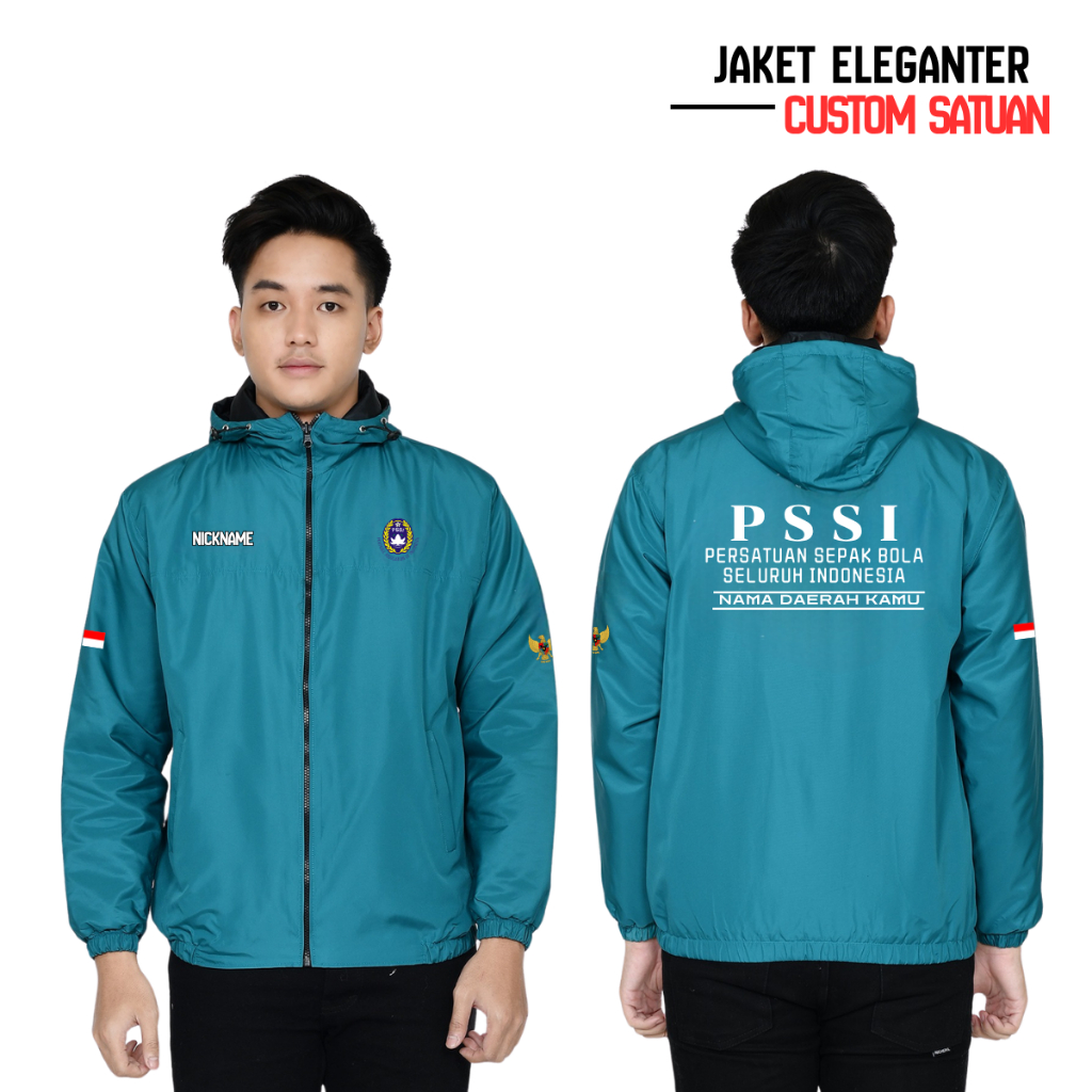 Jaket Olahraga Coach Parasut Custom PSSI Zipper Hoodie Wf