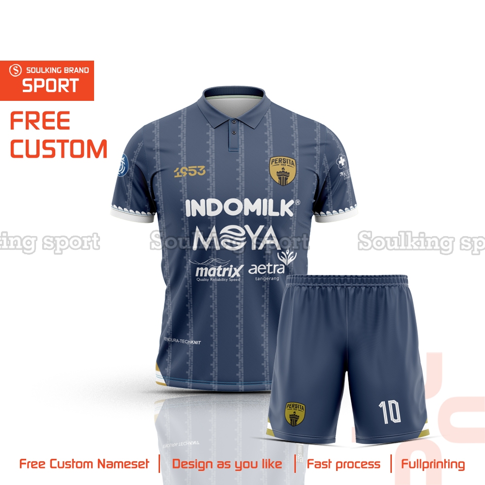 Baju Bola Jersey Persita Fc 2025 Home Away Third Liga 1 Indonesia Free Custom Nama Warna Biru Cream 