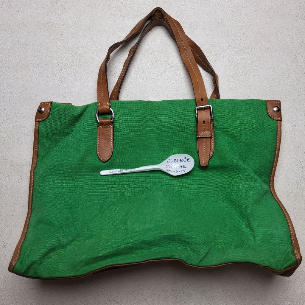 RALPH LAUREN canvas leather  tote bag